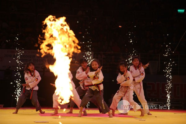 ▲ 갈라쇼로 진행된 k타이거즈 시범단의 태권공연 모습